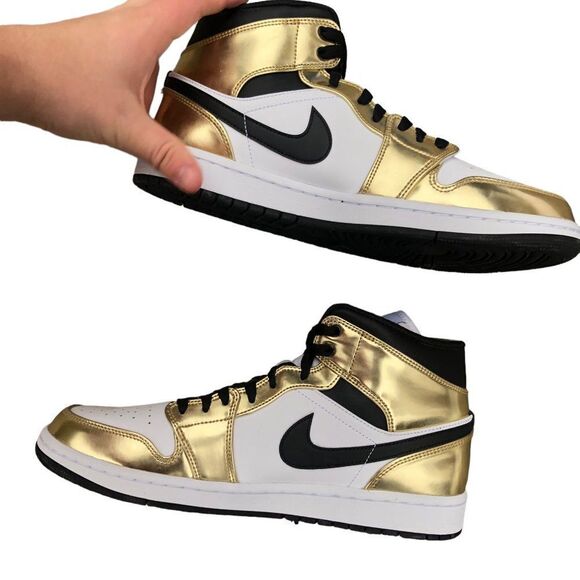 DEADSTOCK 2020 Nike Air Jordan 1 Mid SE 'Metallic Gold' Size 11 - Picture 12 of 16